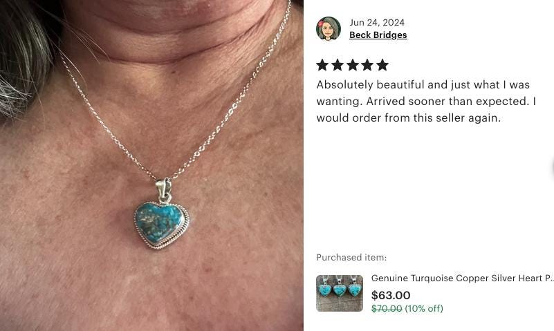 Turquoise Heart Pendant Necklace: Sterling Silver, Copper Southwestern Jewelry