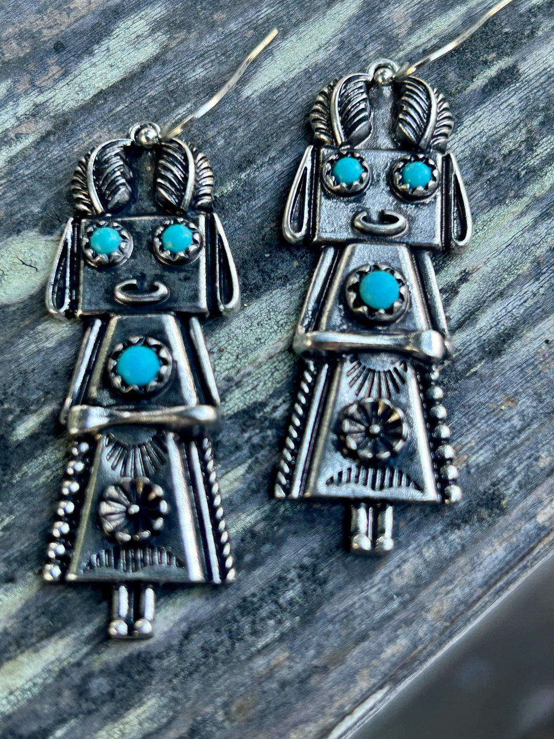 Turquoise Kachina Squash Blossom Necklace with Earrings Set: Southwestern Style