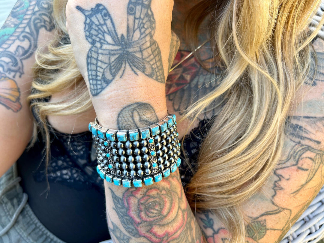 Genuine Kingman Turquoise 925  Bracelet/Cuffs  Blues to Green Natural Turquoise Arizona Turquoise Cuff Gorgeous Gemstone Cuff Gift for Her