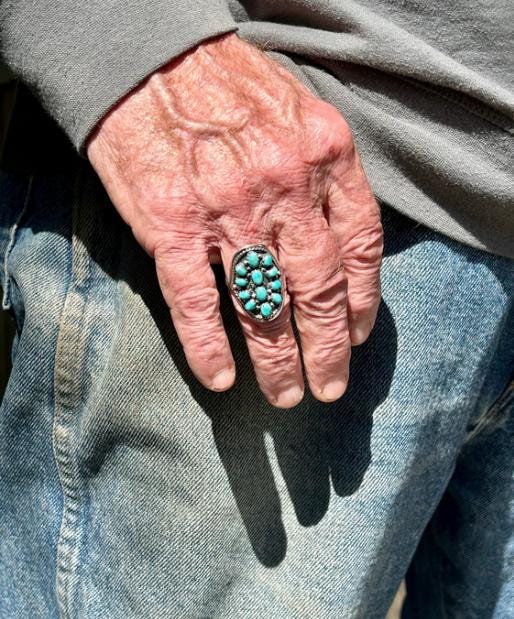 Turquoise Copper Matrix Sterling Silver Ring: Unisex Statement Jewelry