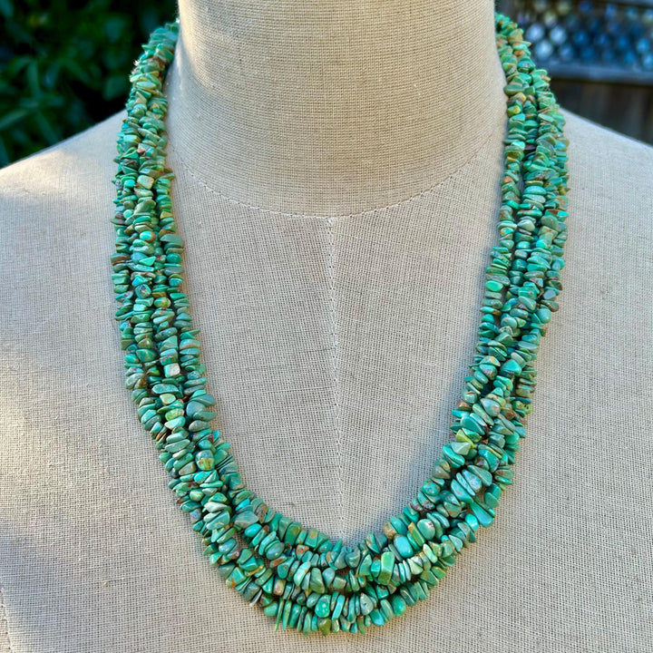 Kingman Turquoise Nugget Necklace: Vintage Navajo Handmade