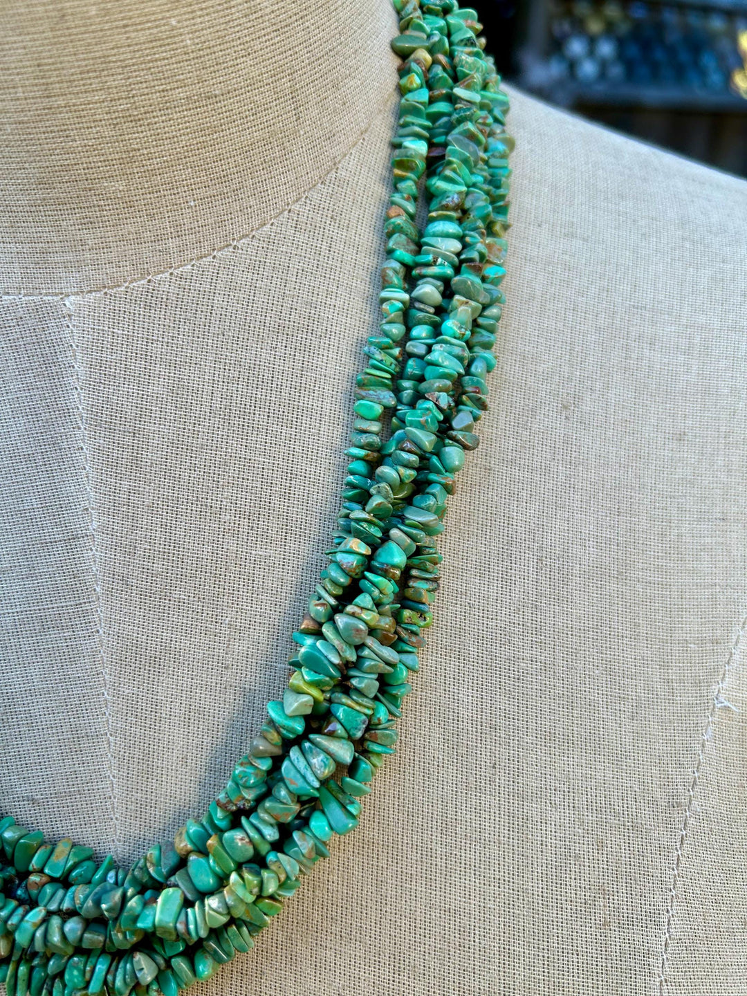 Kingman Turquoise Nugget Necklace: Vintage Navajo Handmade