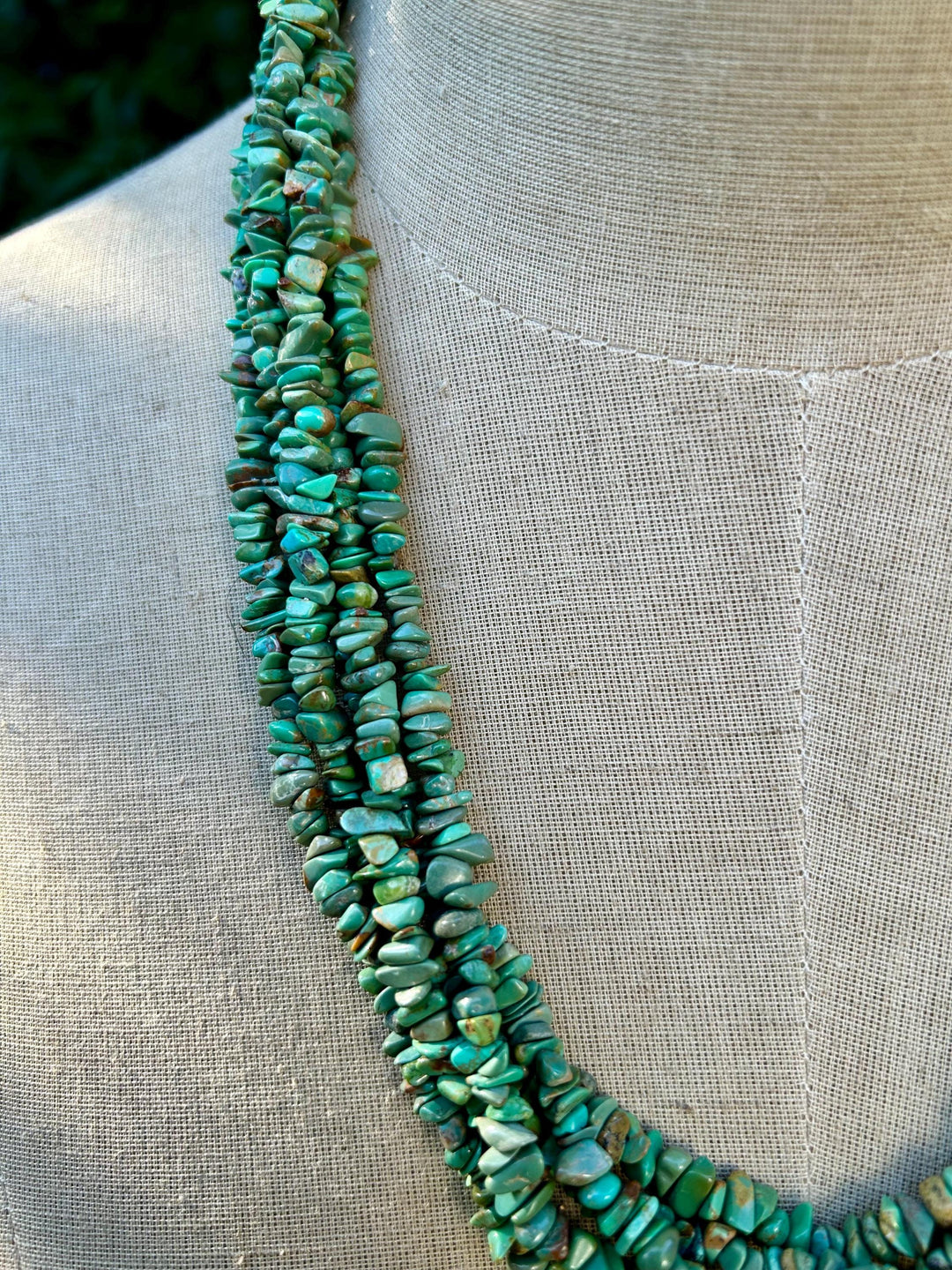 Kingman Turquoise Nugget Necklace: Vintage Navajo Handmade