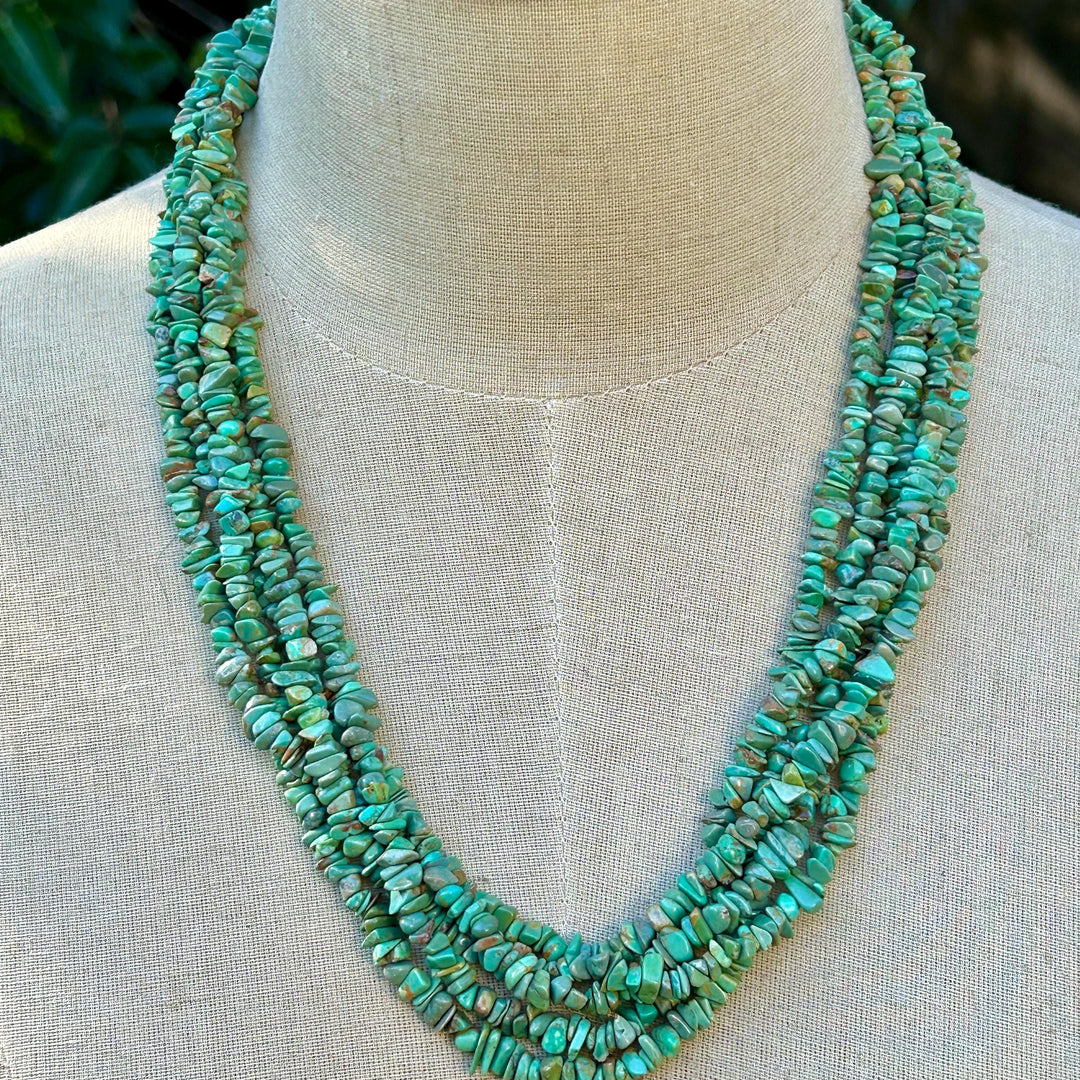 Kingman Turquoise Nugget Necklace: Vintage Navajo Handmade