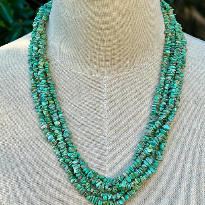 Kingman Turquoise Nugget Necklace: Vintage Navajo Handmade