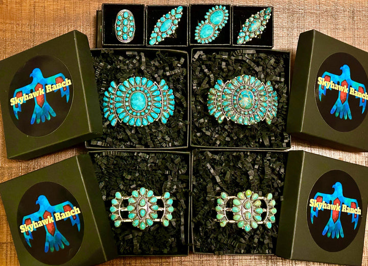 Copper Matrix Turquoise Statement Ring: Southwestern Sterling Silver
