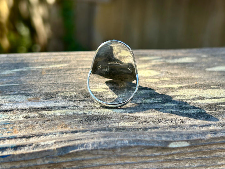 Turquoise Copper Matrix Sterling Silver Ring: Unisex Statement Jewelry