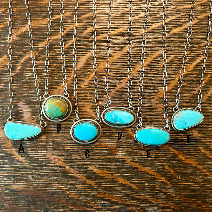 Kingman Turquoise Navajo Pendant Necklace: Sterling Silver, Southwestern Design, Handmade