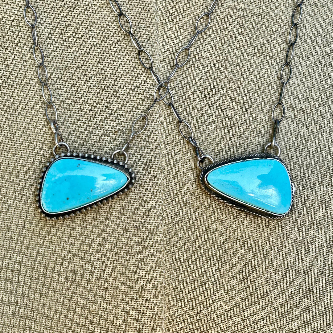 Kingman Turquoise Navajo Pendant Necklace: Sterling Silver, Southwestern Design, Handmade