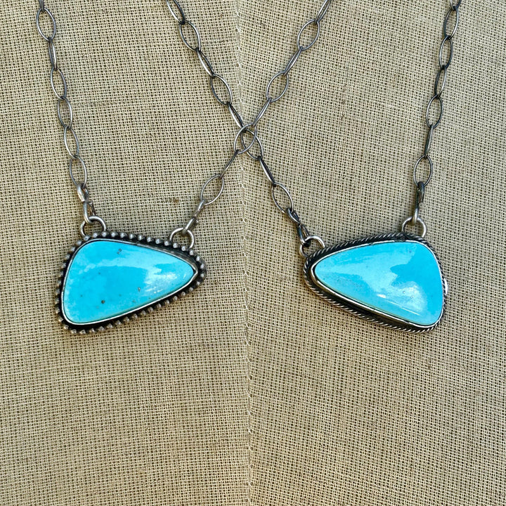 Kingman Turquoise Navajo Pendant Necklace: Sterling Silver, Southwestern Design, Handmade