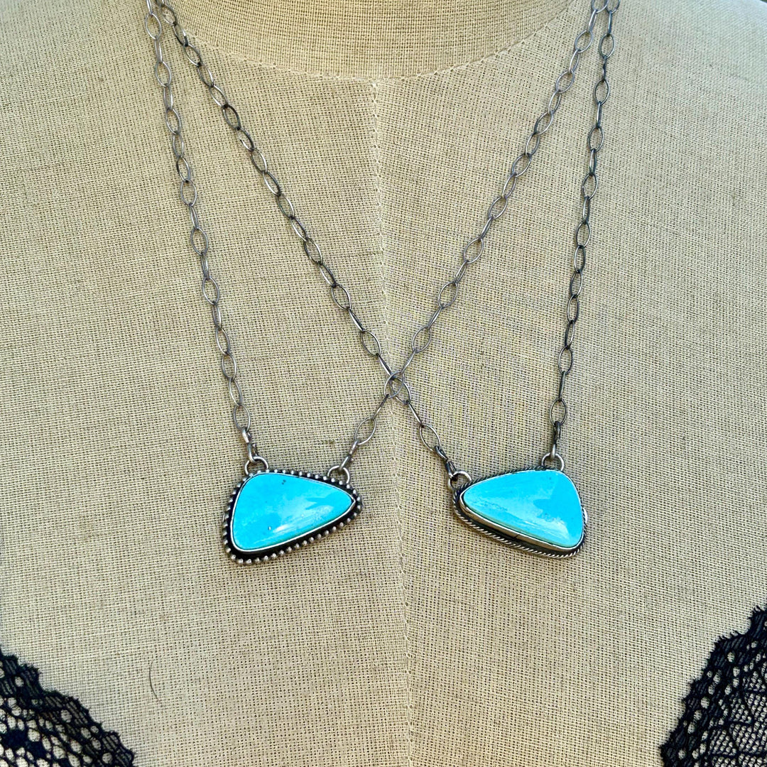 Kingman Turquoise Navajo Pendant Necklace: Sterling Silver, Southwestern Design, Handmade