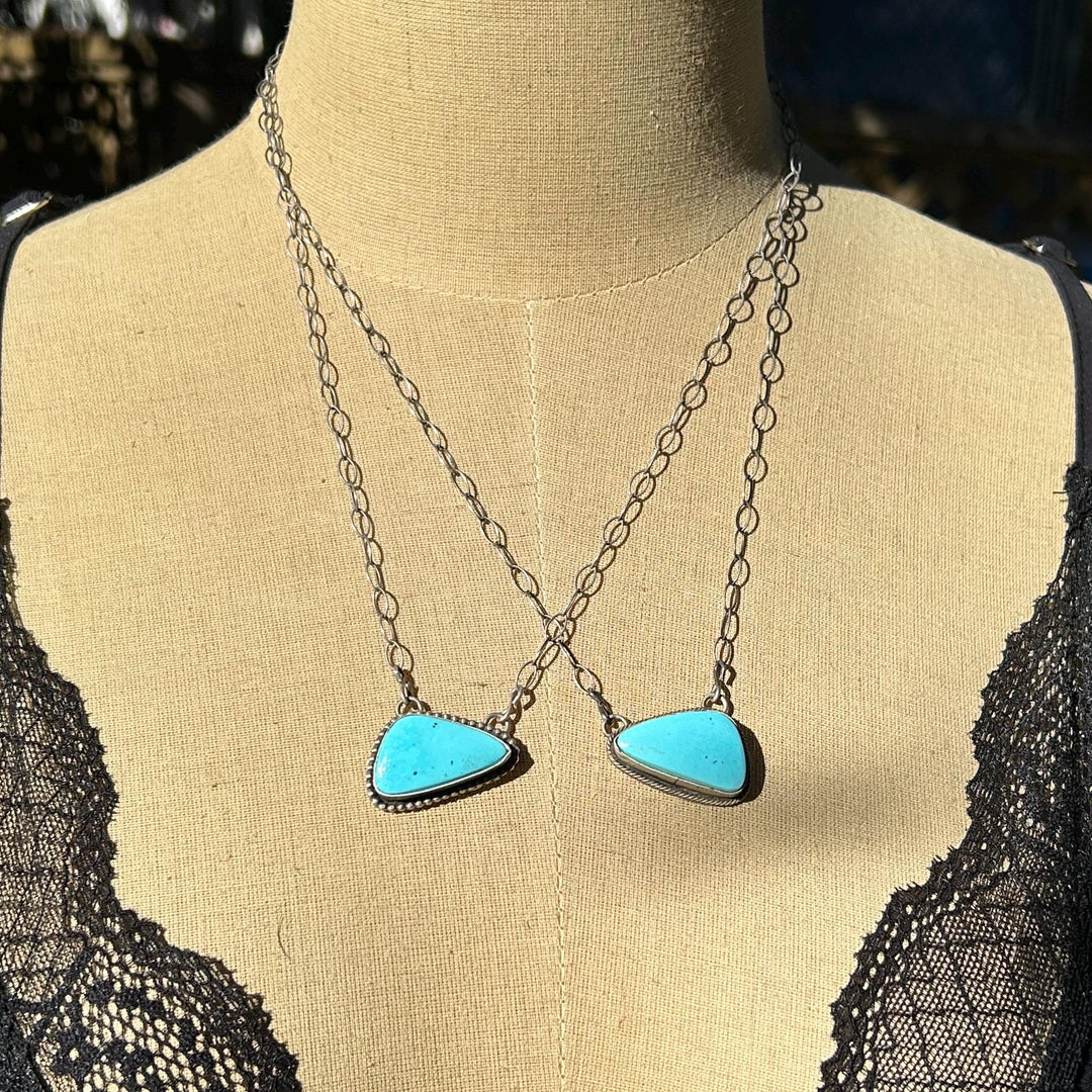 Kingman Turquoise Navajo Pendant Necklace: Sterling Silver, Southwestern Design, Handmade
