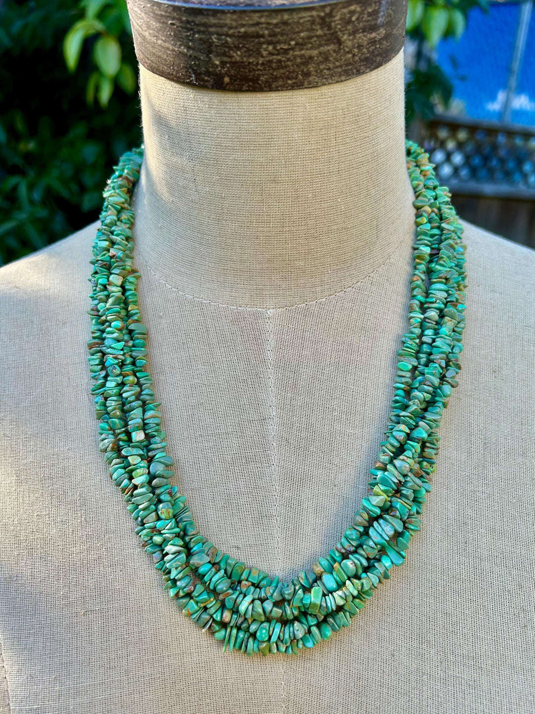 Kingman Turquoise Nugget Necklace: Vintage Navajo Handmade