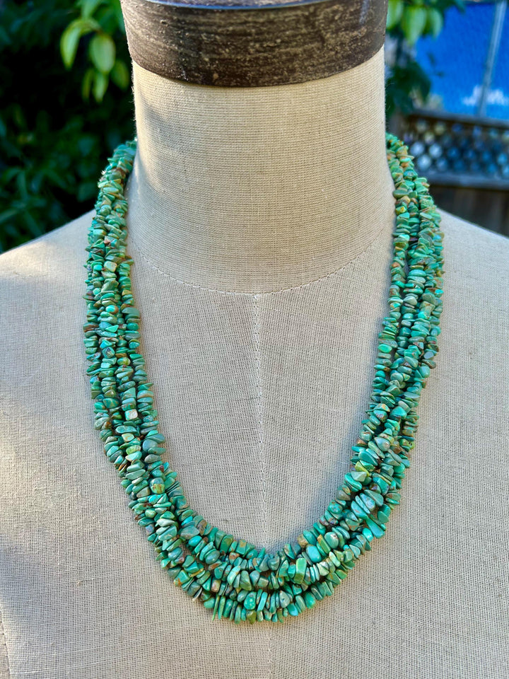 Kingman Turquoise Nugget Necklace: Vintage Navajo Handmade