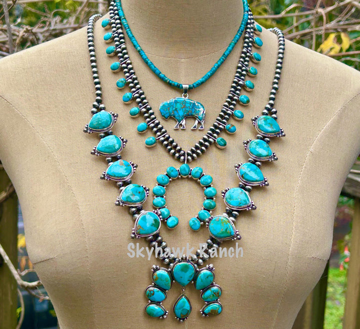 Turquoise Buffalo Necklace: Sterling Silver & Copper Turquoise