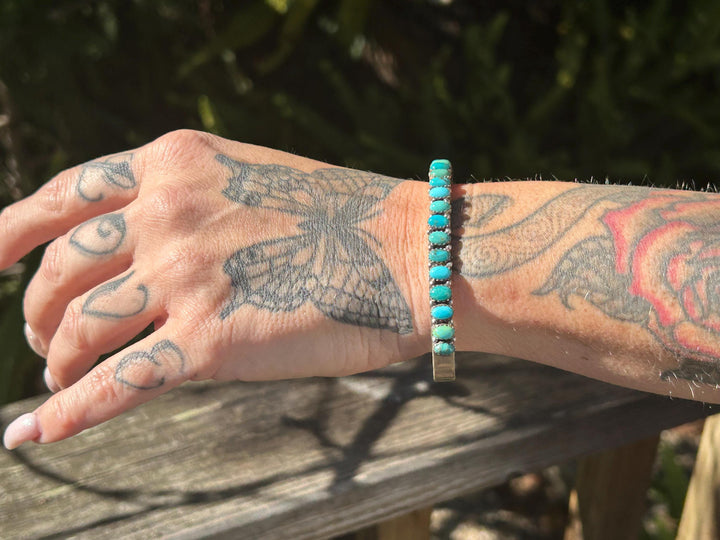 Kingman Turquoise Silver Cuff Navajo Handmade