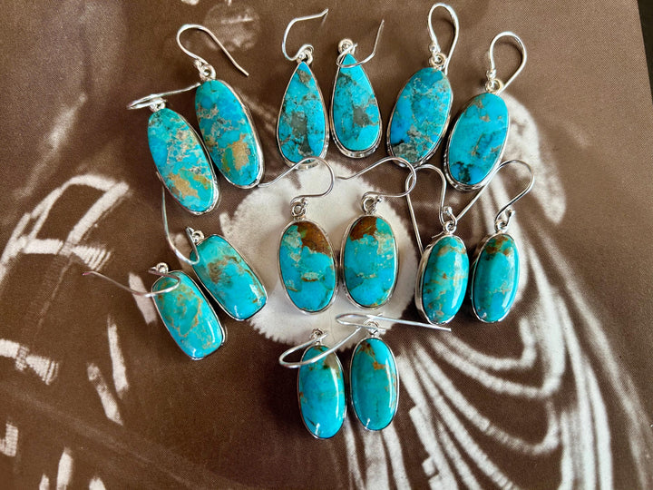 Kingman Turquoise Sterling Silver Dangle Earrings: Southwestern Style
