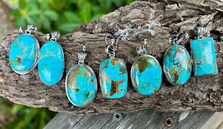 Turquoise Pendant Necklace: Sterling Silver Chain