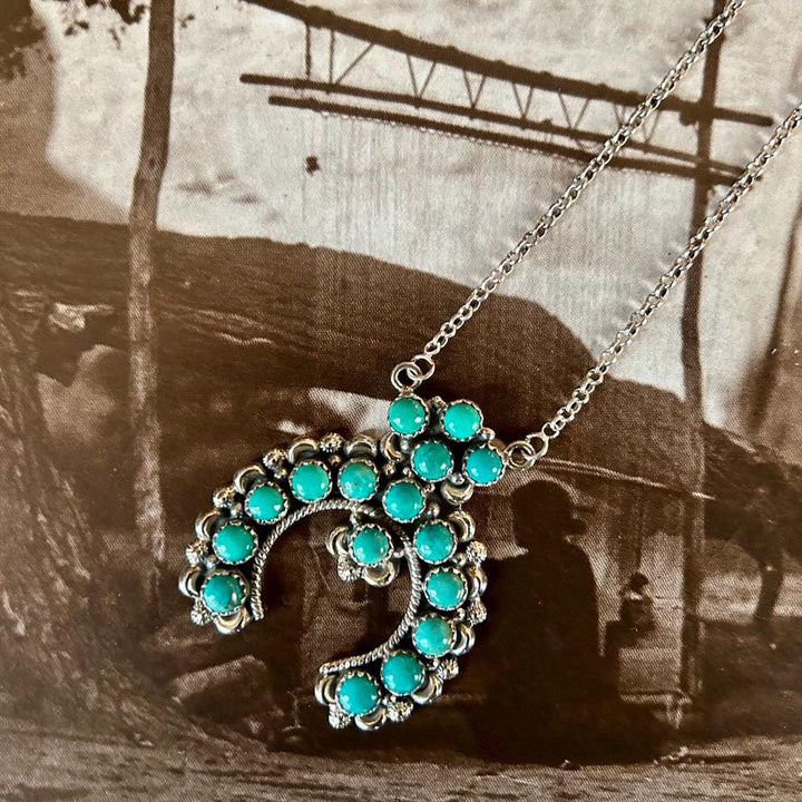 Genuine Kingman Turquoise Sterling Silver Naja Necklace
