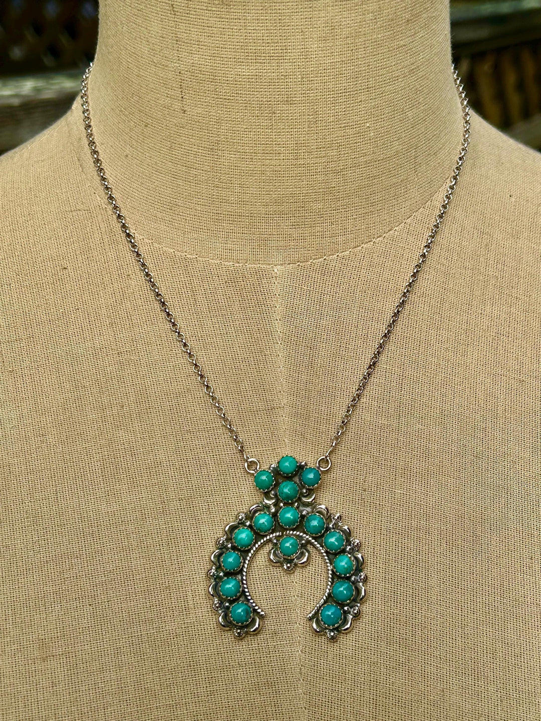 Genuine Kingman Turquoise Sterling Silver Naja Necklace