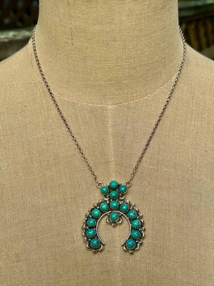 Genuine Kingman Turquoise Sterling Silver Naja Necklace