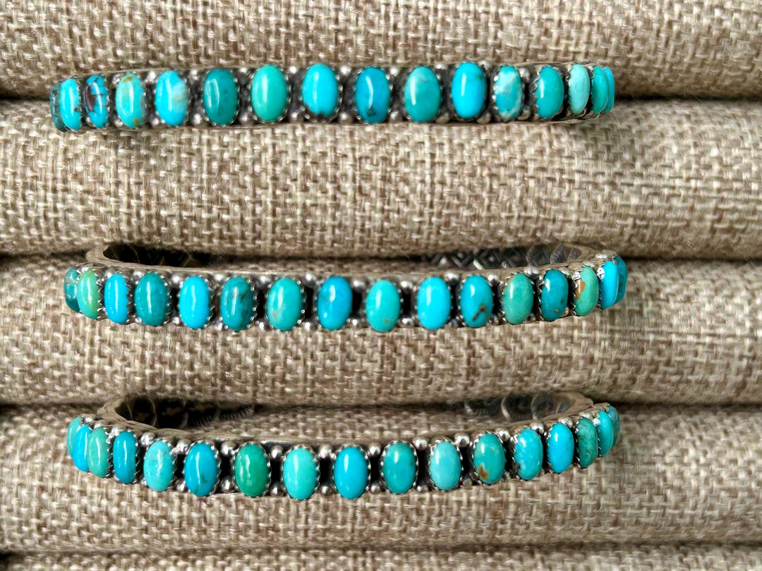 Kingman Turquoise Silver Cuff Navajo Handmade