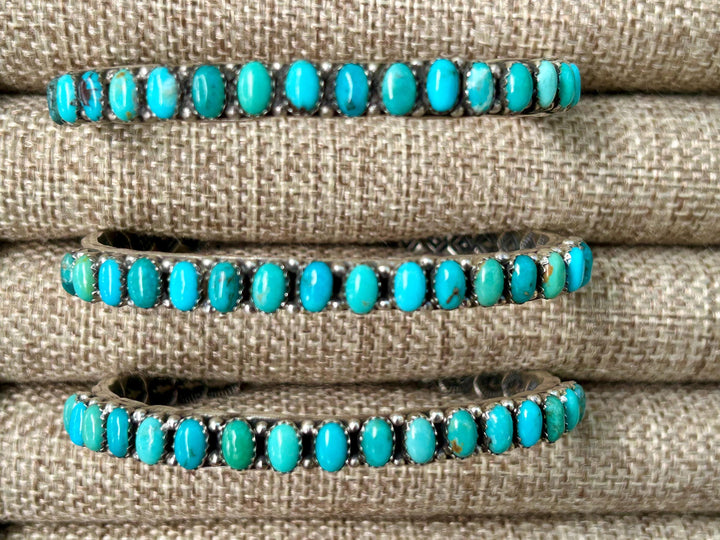 Kingman Turquoise Silver Cuff Navajo Handmade