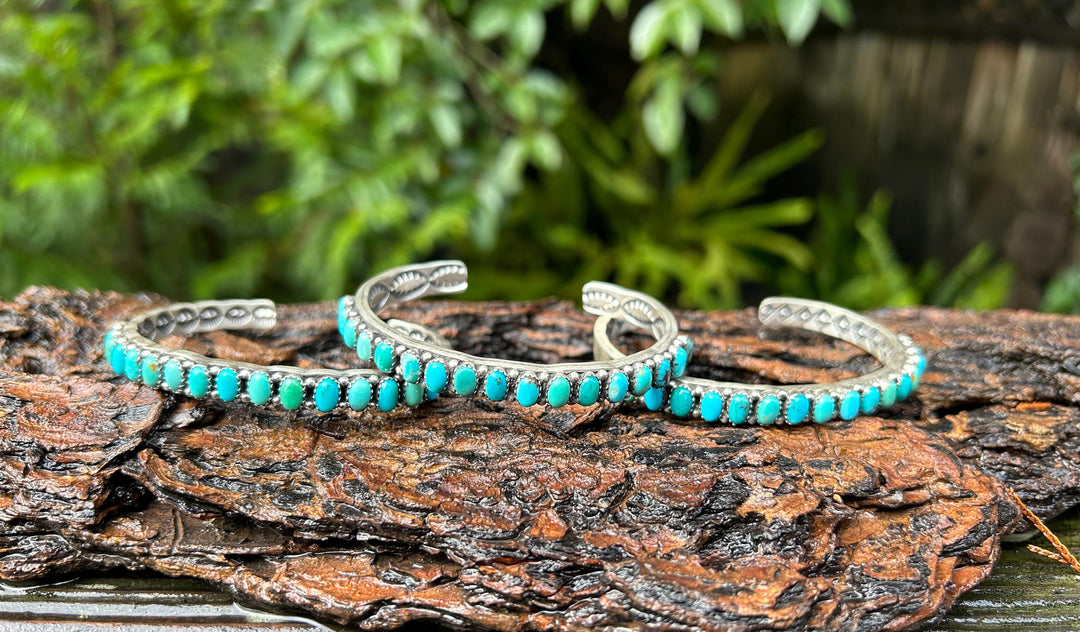 Kingman Turquoise Silver Cuff Navajo Handmade