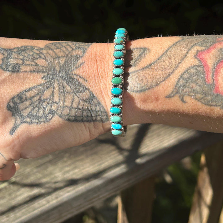 Kingman Turquoise Silver Cuff Navajo Handmade