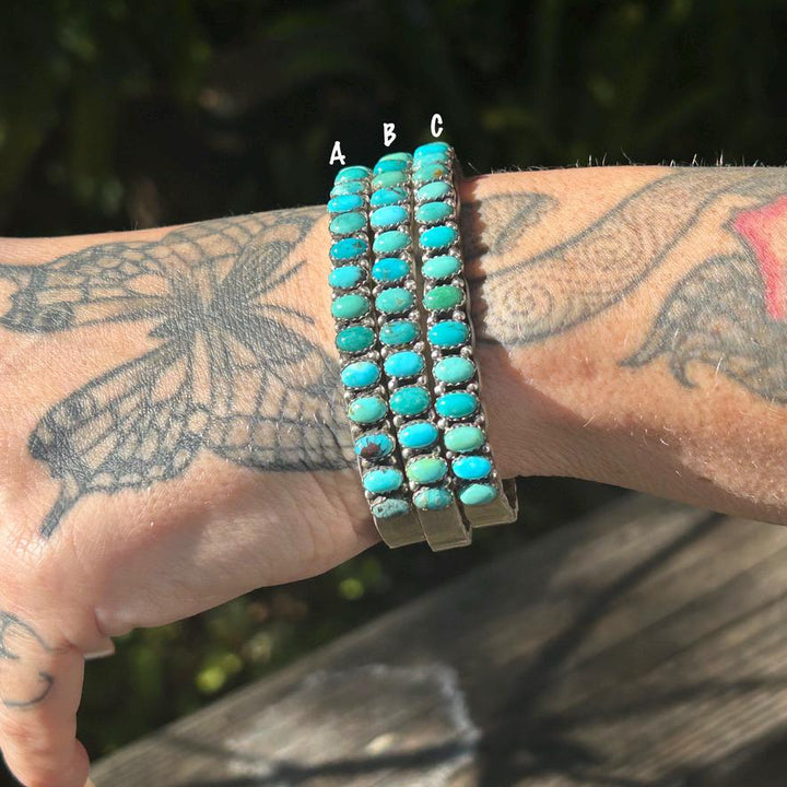 Kingman Turquoise Silver Cuff Navajo Handmade