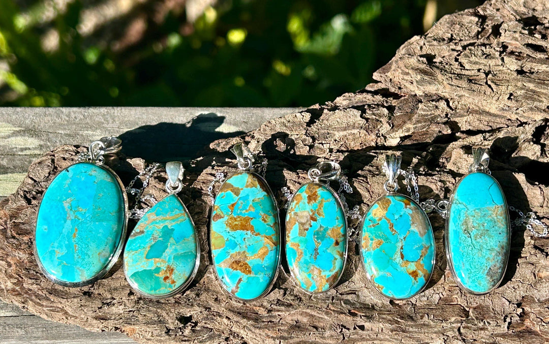 Sterling Silver Kingman Turquoise Pendant Necklace: Southwestern Style