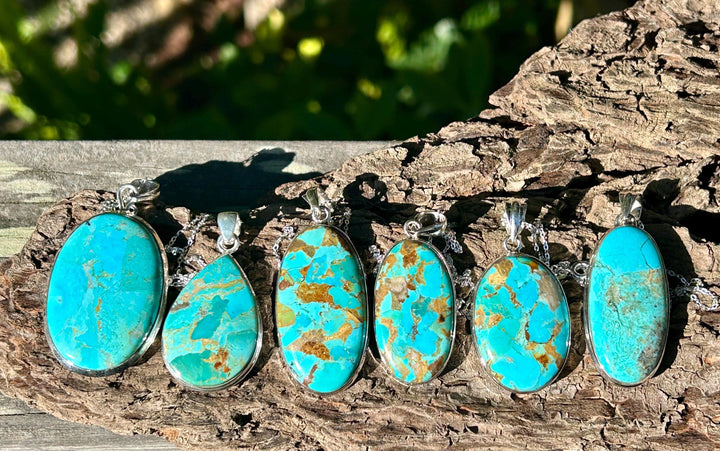 Sterling Silver Kingman Turquoise Pendant Necklace: Southwestern Style