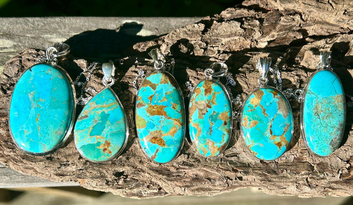 Sterling Silver Kingman Turquoise Pendant Necklace: Southwestern Style