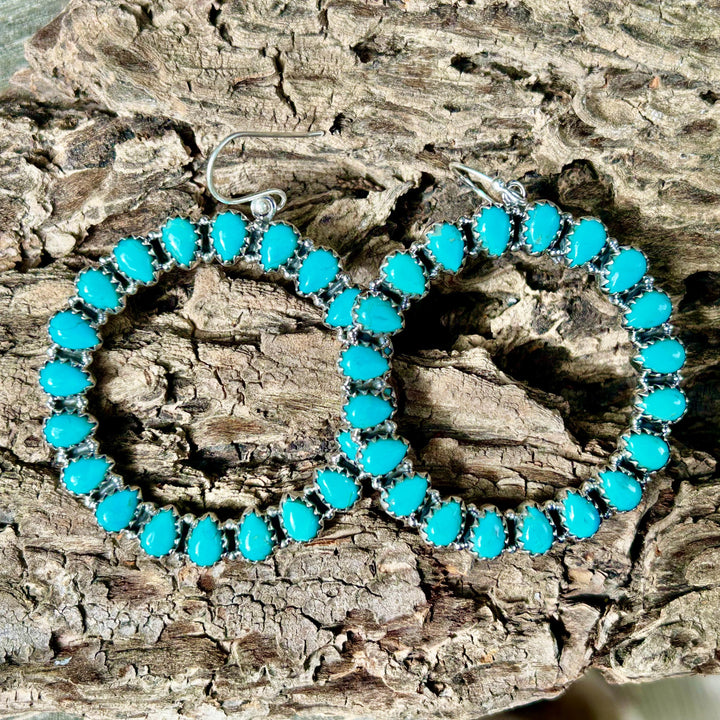 Turquoise Hoop Earrings: Sterling Silver Southwestern Jewelry