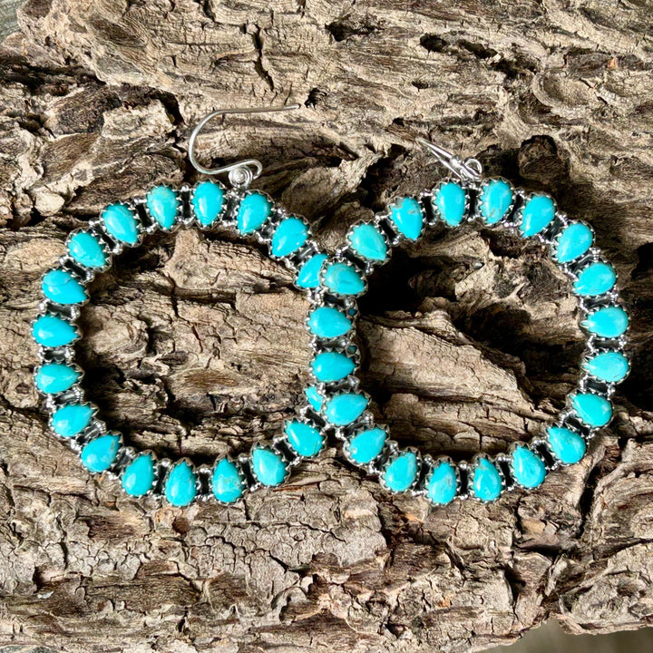 Turquoise Hoop Earrings: Sterling Silver Southwestern Jewelry