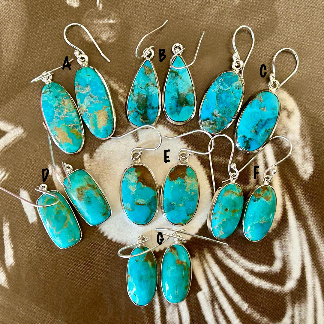 Kingman Turquoise Sterling Silver Dangle Earrings: Southwestern Style