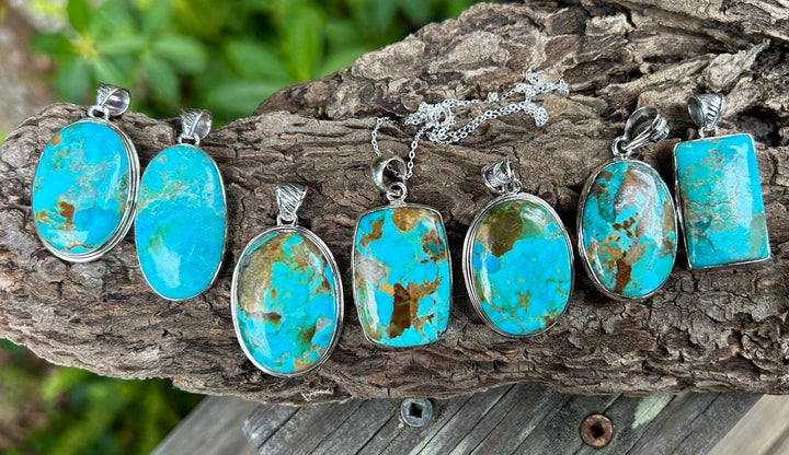 Turquoise Pendant Necklace: Sterling Silver Chain