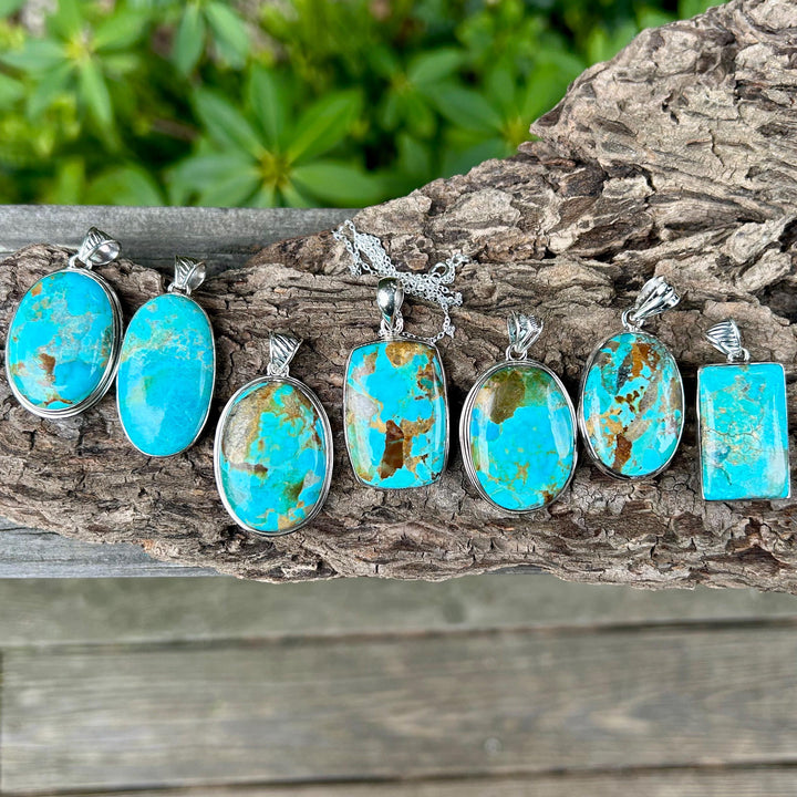 Turquoise Pendant Necklace: Sterling Silver Chain