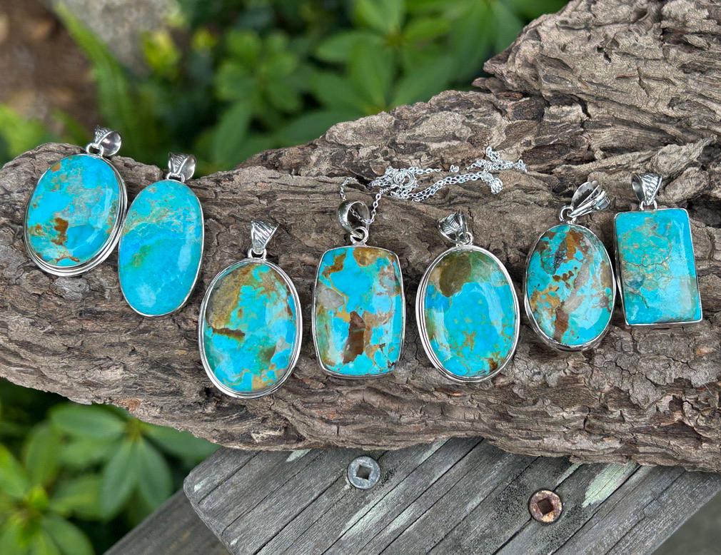 Turquoise Pendant Necklace: Sterling Silver Chain