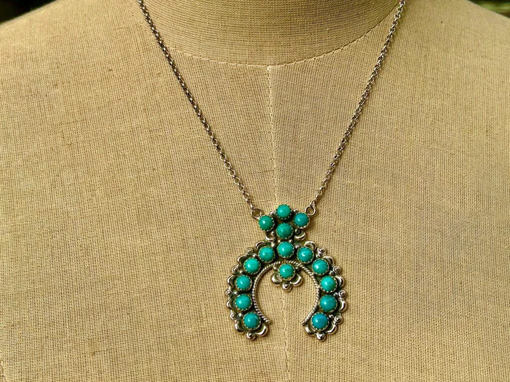 Genuine Kingman Turquoise Sterling Silver Naja Necklace