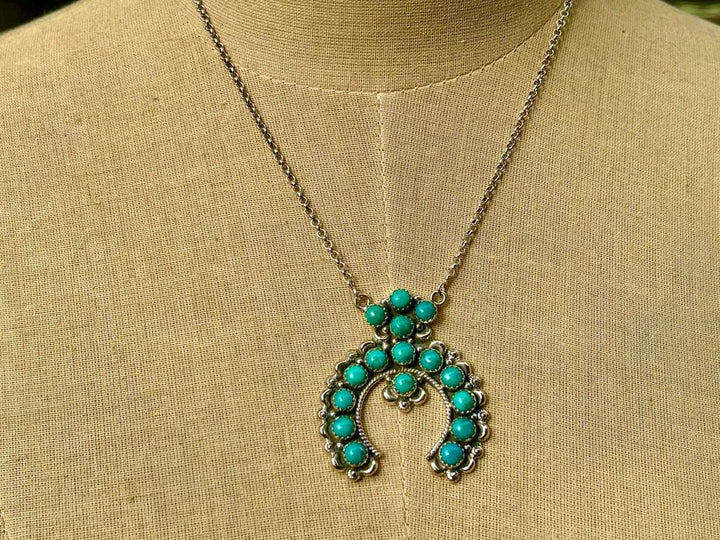 Genuine Kingman Turquoise Sterling Silver Naja Necklace