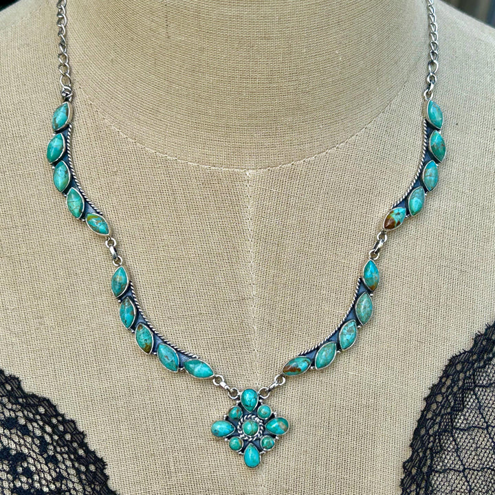 Natural Turquoise Necklace Turquoise Wedding Necklace Handmade Necklace Genuine Kingman Turquoise Necklace Feminine Turquoise Necklace