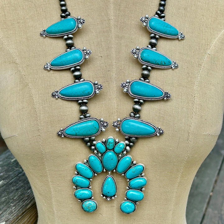 Squash Blossom Turquoise Necklace