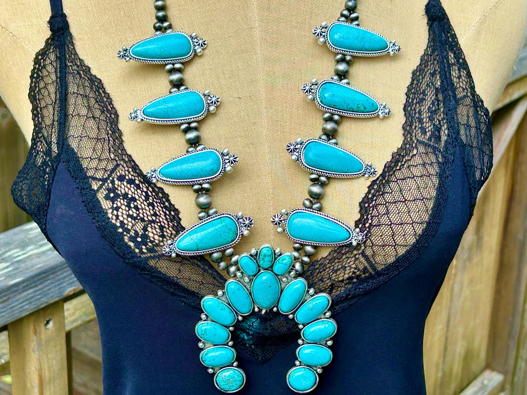 Squash Blossom Turquoise Necklace