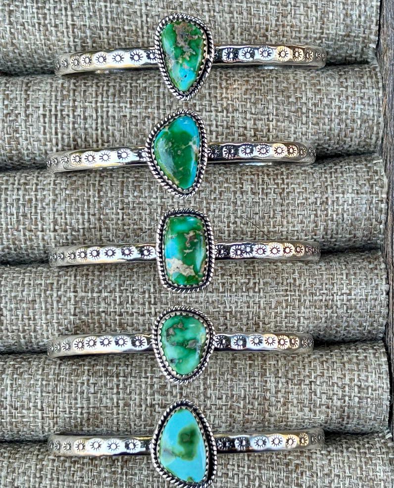 Sonoran Gold Turquoise Sterling Silver Cuff Bracelet: Southwestern Handmade Jewelry