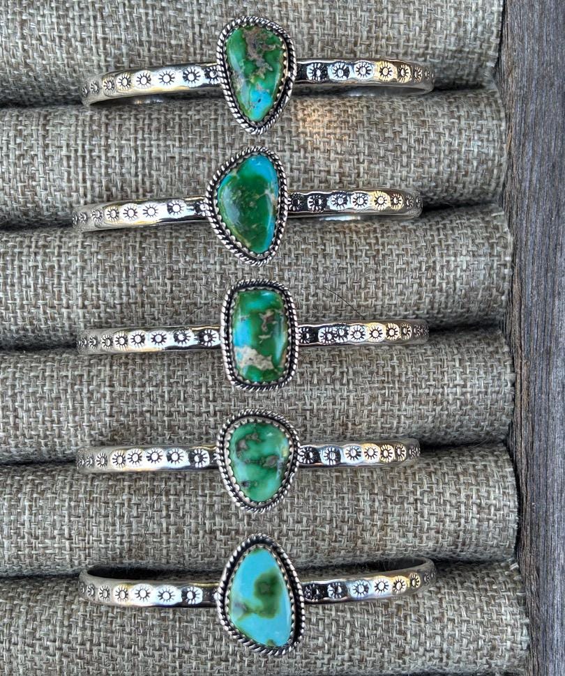 Sonoran Gold Turquoise Sterling Silver Cuff Bracelet: Southwestern Handmade Jewelry
