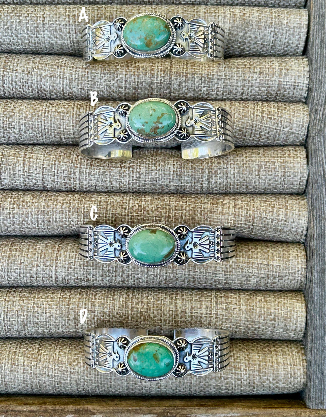 Kingman Turquoise Thunderbird Bracelet Cuff Handmade Stamped Sterling Signed Turquoise Cuff Thunderbird Cuff Turquoise Bracelet Southwest