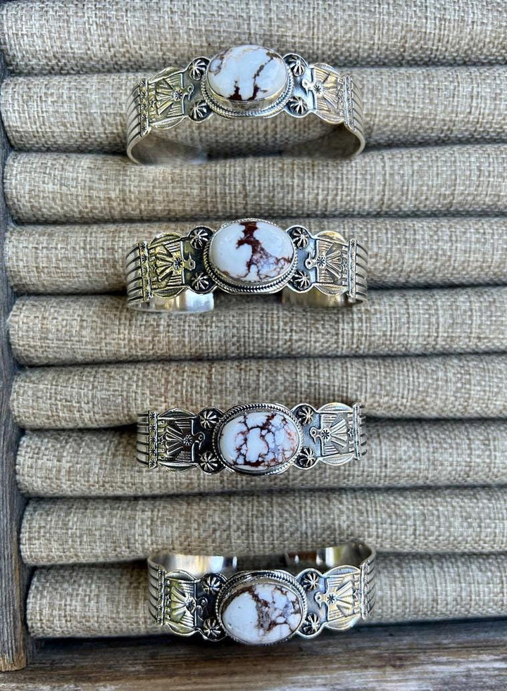 Wild Horse and Sterling Silver Thunderbird Cuff Bracelet Signed and Stamped Sterling Southwestern Wild Horse Bracelet Cuff Wild Horse Cuff