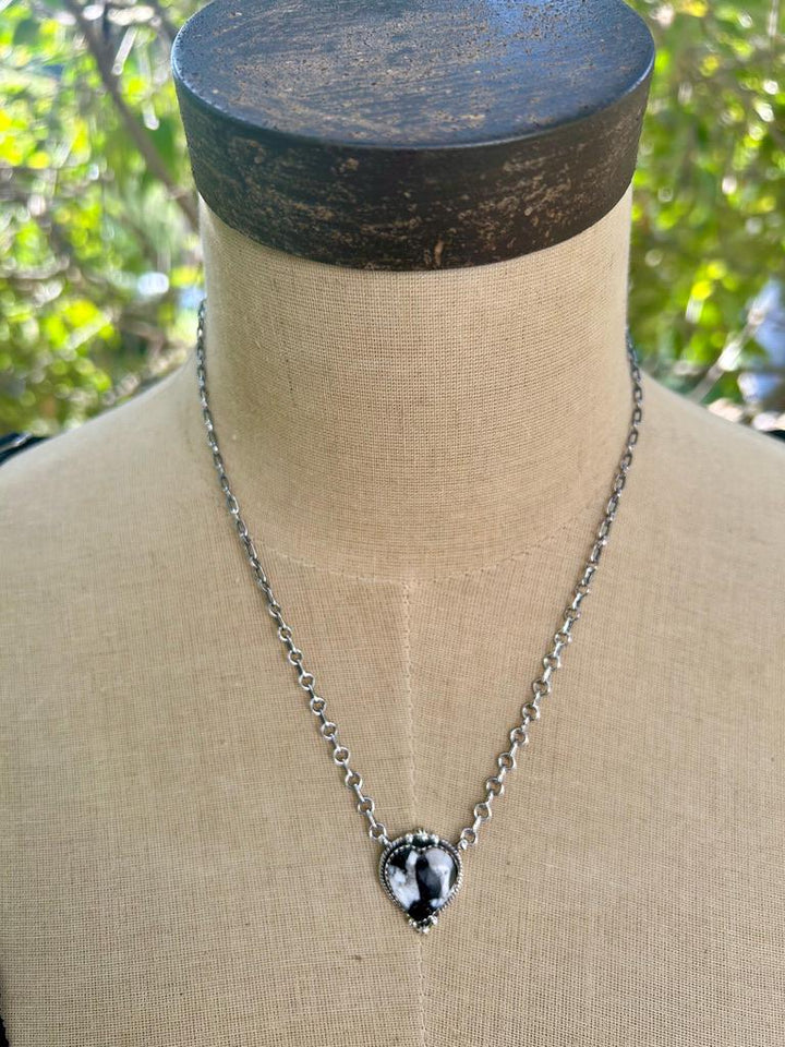Kingman Turquoise Heart Pendant: Sterling Silver Gemstone Necklace