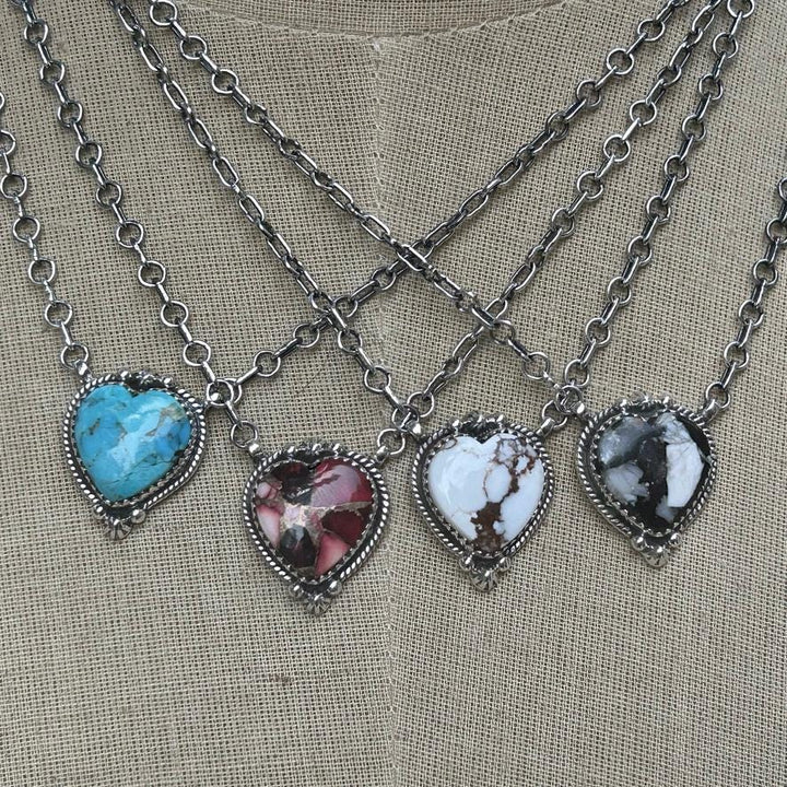 Kingman Turquoise Heart Pendant: Sterling Silver Gemstone Necklace